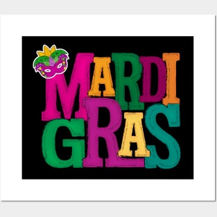 Mardi Gras Mask Masquerade Green Yellow Orange Posters and Art